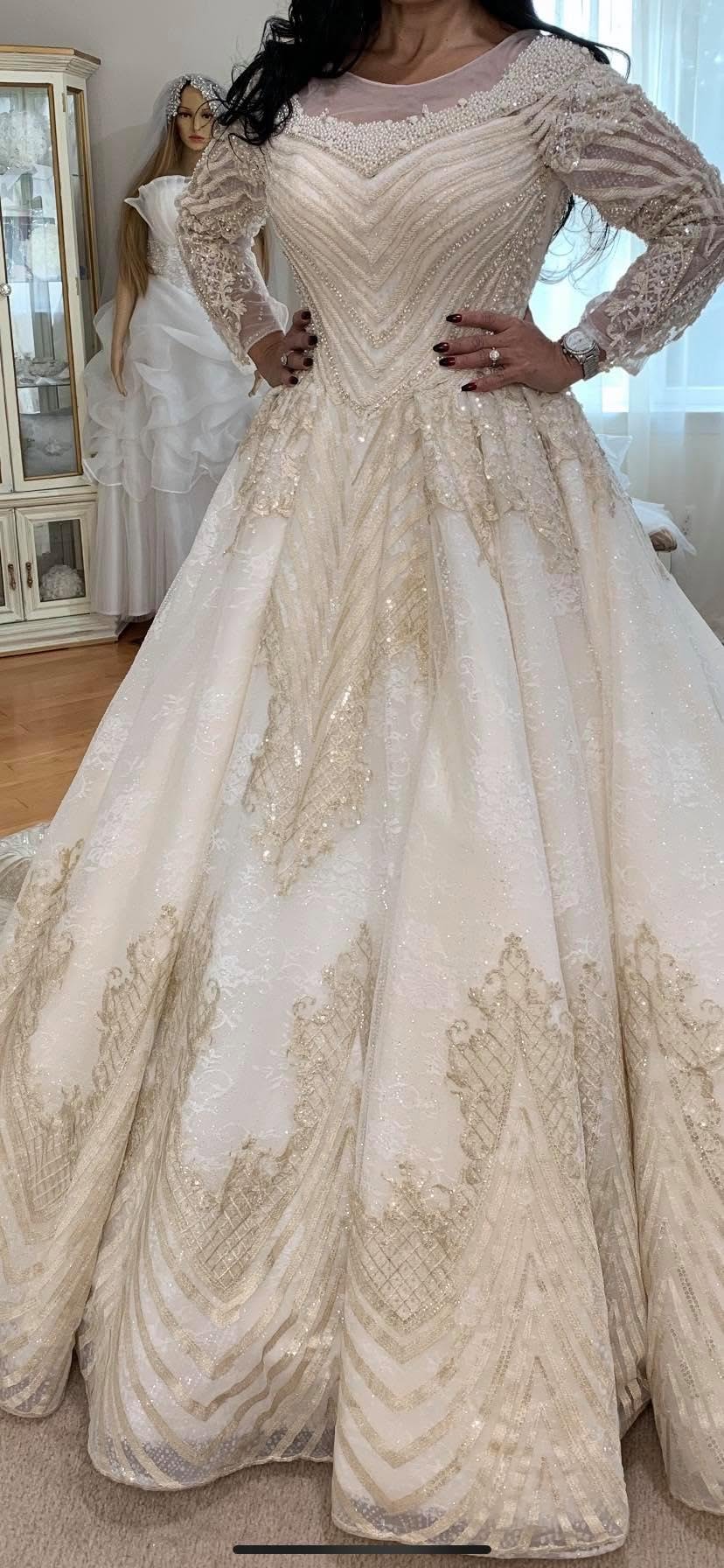 Real gold lace bodice close-up - handmade detail